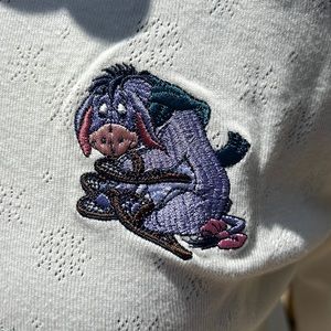 Disney Eeyore Embroidered Long Sleeve Snowflake Pointelle Top